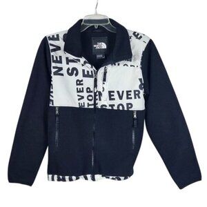 The North Face Printed Retro Denali  Full Zip  Jacket Youth L Black White Casual